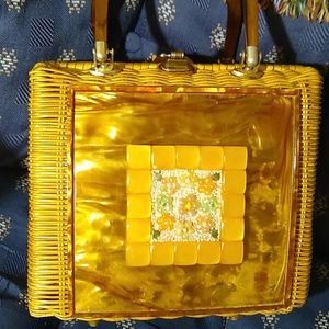 Vintage Tropical Miami FL Wicker Straw Handbag